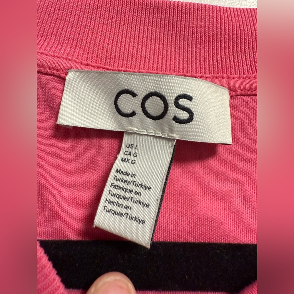 COS - Bright Pink Long Sleeve Cotton Top – Women’s Large - Picture 3 of 4